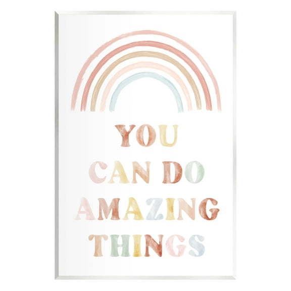 Stupell Industries Uplifting Pastel Rainbow Quote Graphic Art Unframed Art Print Wall Art, Design by Daphne Polselli