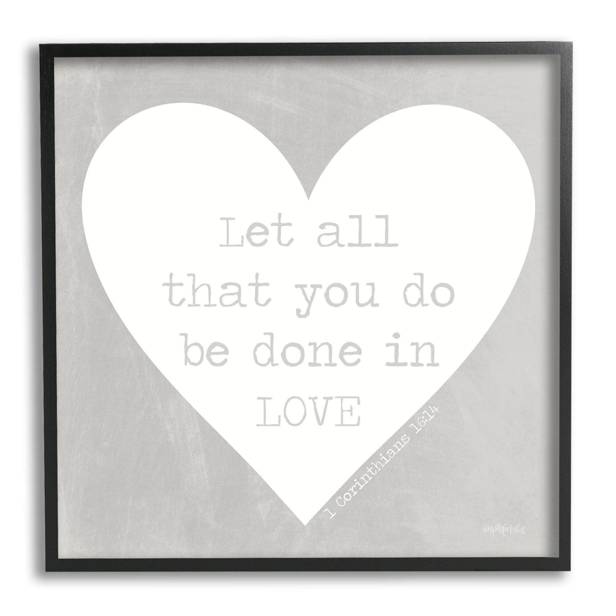 Stupell Industries Uplifting Religious Quote Bible Verse Heart Shape Graphic Art Black Framed Art Print Wall Art, Design by Imperfect Dust