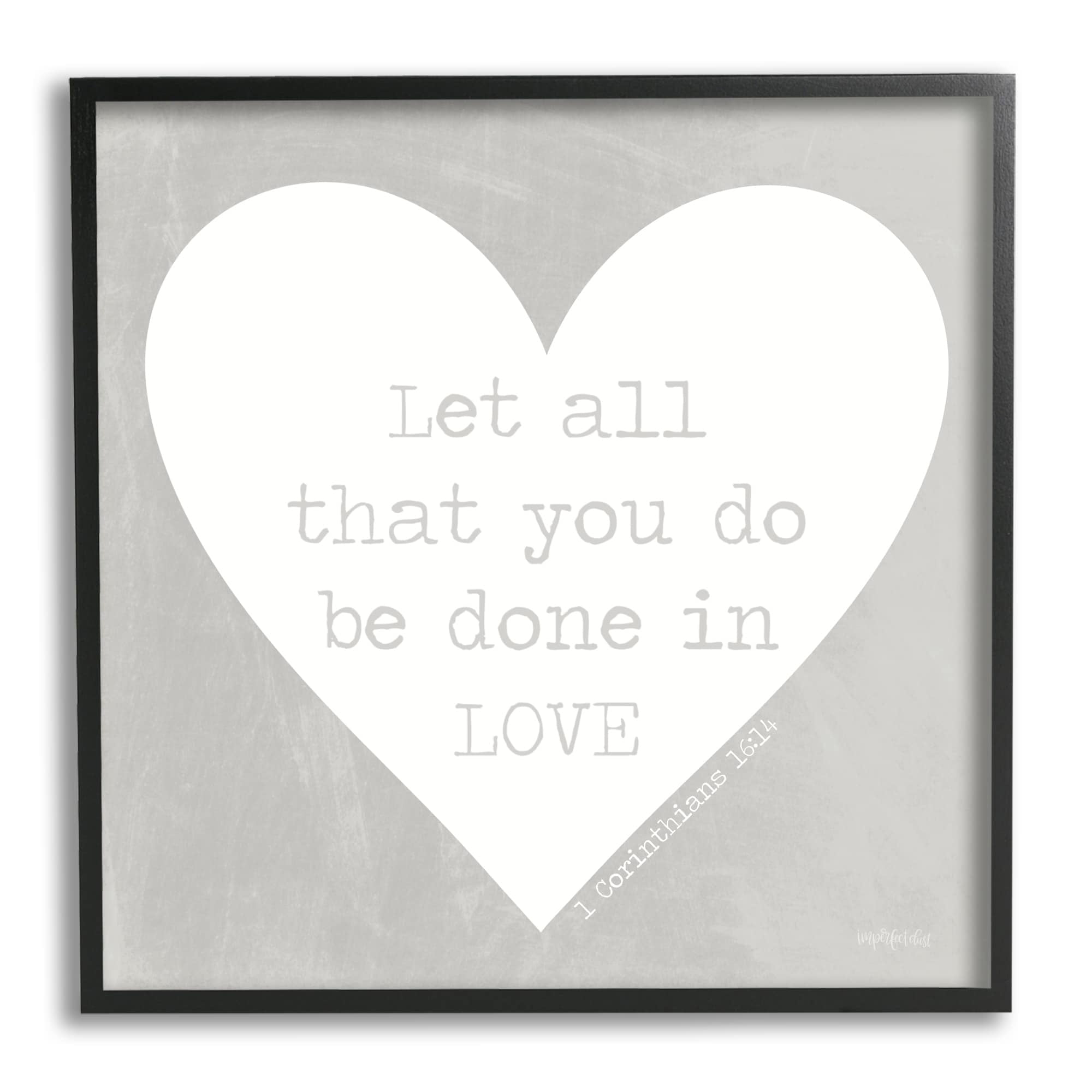 Stupell Industries Uplifting Religious Quote Bible Verse Heart Shape Graphic Art Black Framed Art Print Wall Art, Design by Imperfect Dust