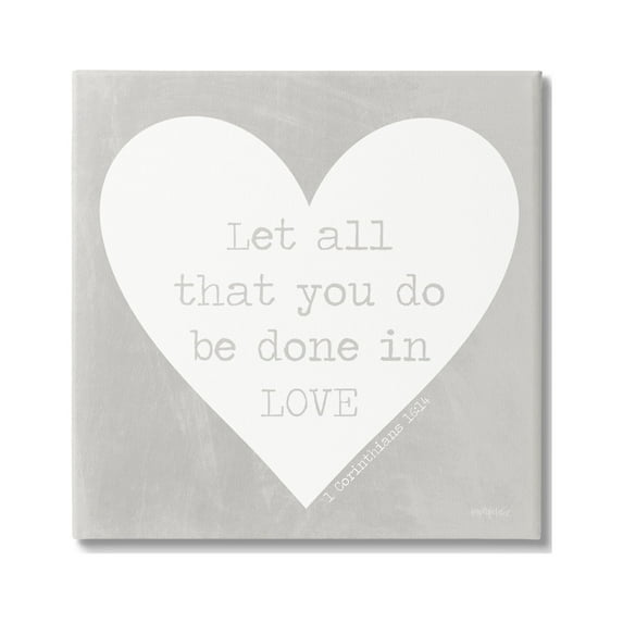 Stupell Industries Uplifting Religious Quote Bible Verse Heart Shape Graphic Art Gallery Wrapped Canvas Print Wall Art, Design by Imperfect Dust