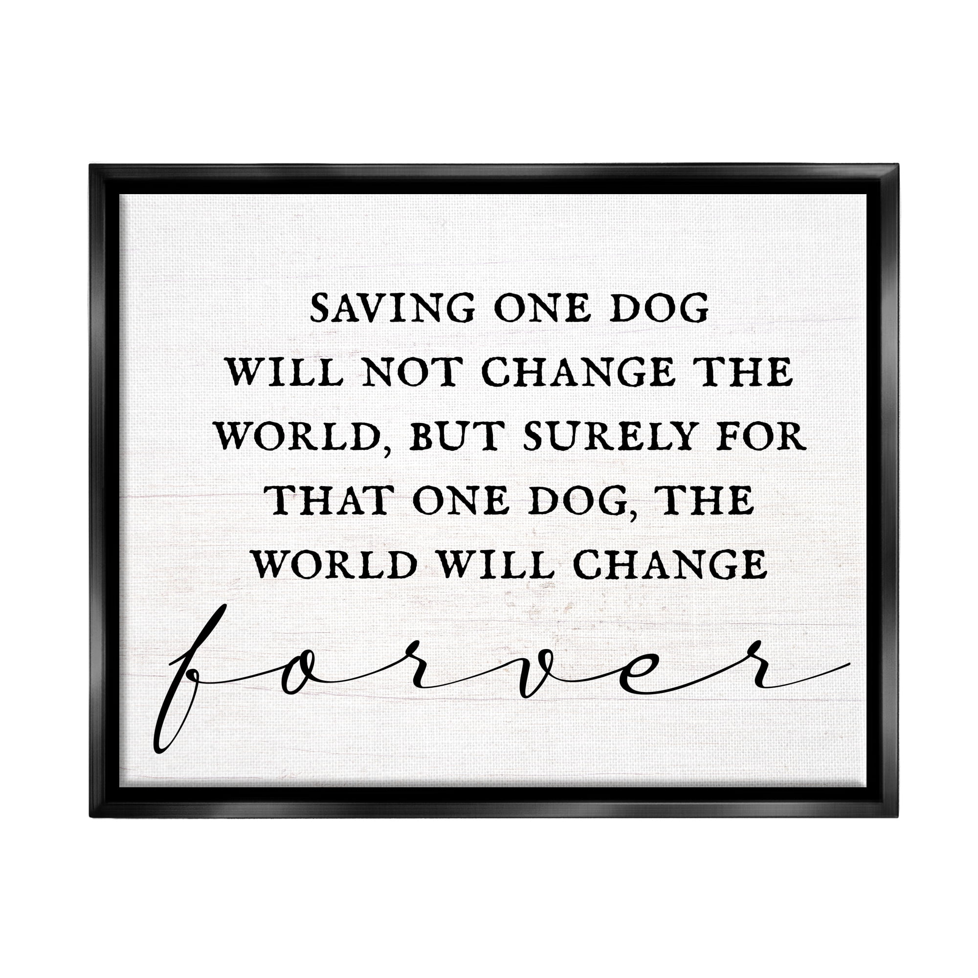 Stupell Industries Uplifting Rescue Dog Phrase Inspirational Painting Black Floater Framed Canvas Art Print Wall Art, 21 x 17