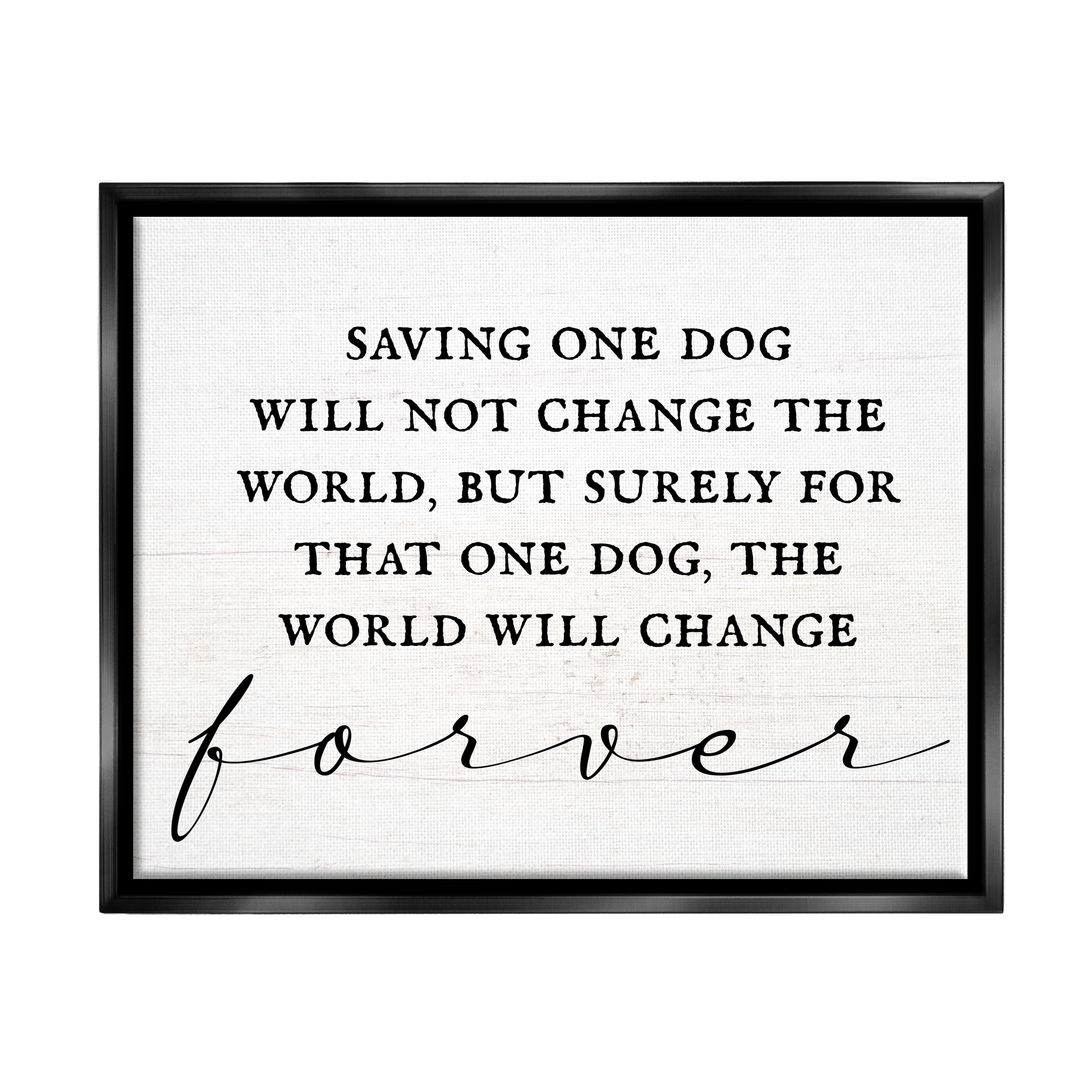 Stupell Industries Uplifting Rescue Dog Phrase Inspirational Painting Black Floater Framed Canvas Art Print Wall Art, 31 x 25