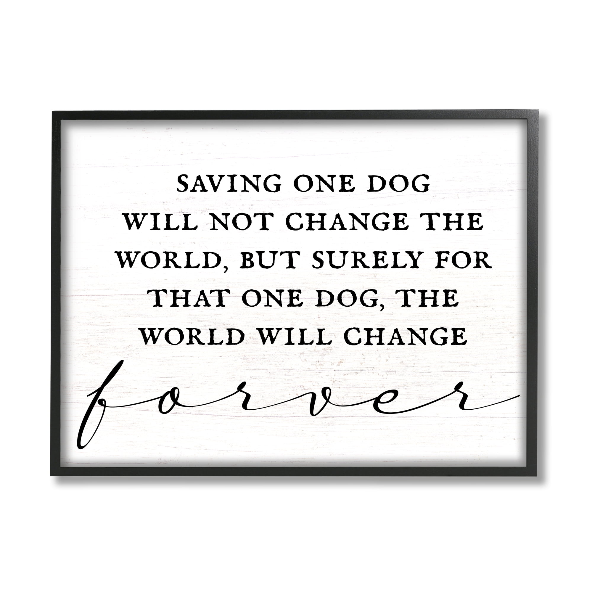 Stupell Industries Uplifting Rescue Dog Phrase Inspirational Painting Black Framed Art Print Wall Art, 14 x 11