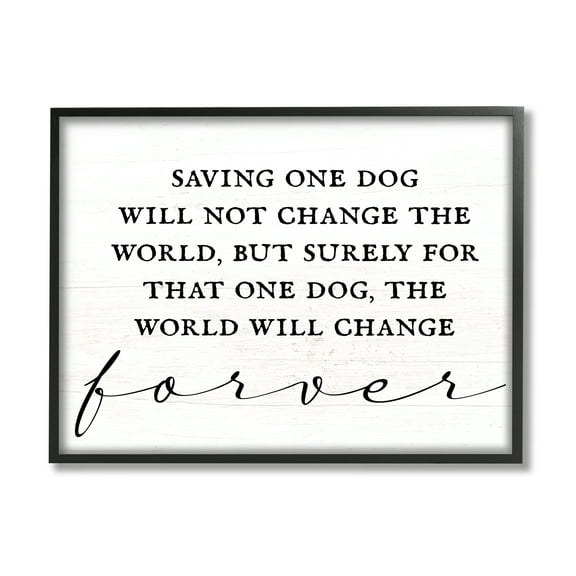 Stupell Industries Uplifting Rescue Dog Phrase Inspirational Painting Black Framed Art Print Wall Art, 14 x 11