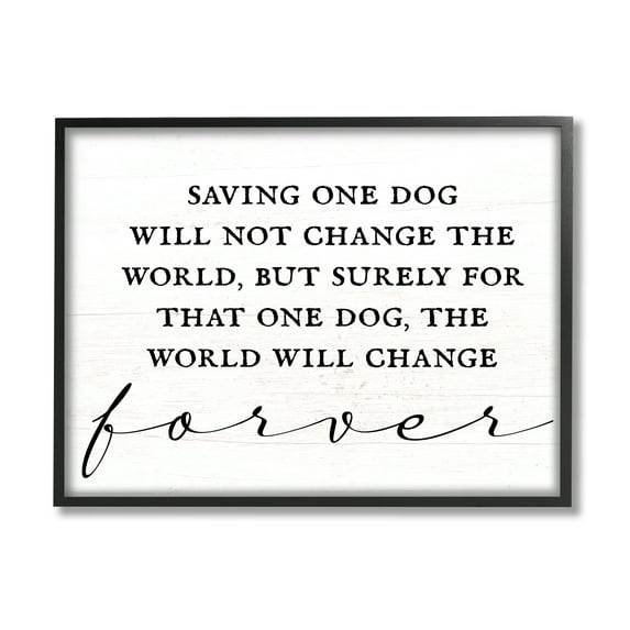 Stupell Industries Uplifting Rescue Dog Phrase Inspirational Painting Black Framed Art Print Wall Art, 30 x 24