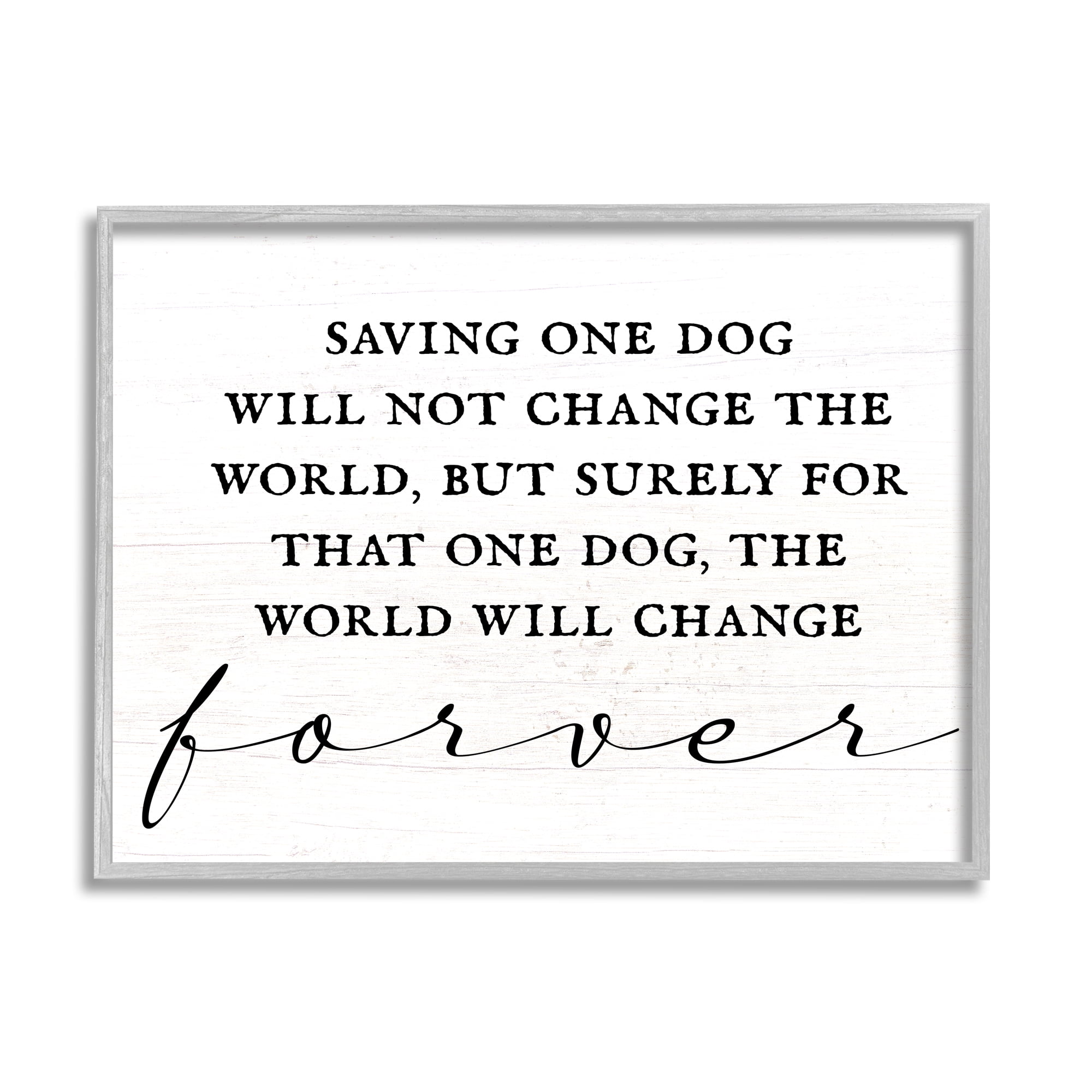 Stupell Industries Uplifting Rescue Dog Phrase Inspirational Painting Gray Framed Art Print Wall Art, 14 x 11