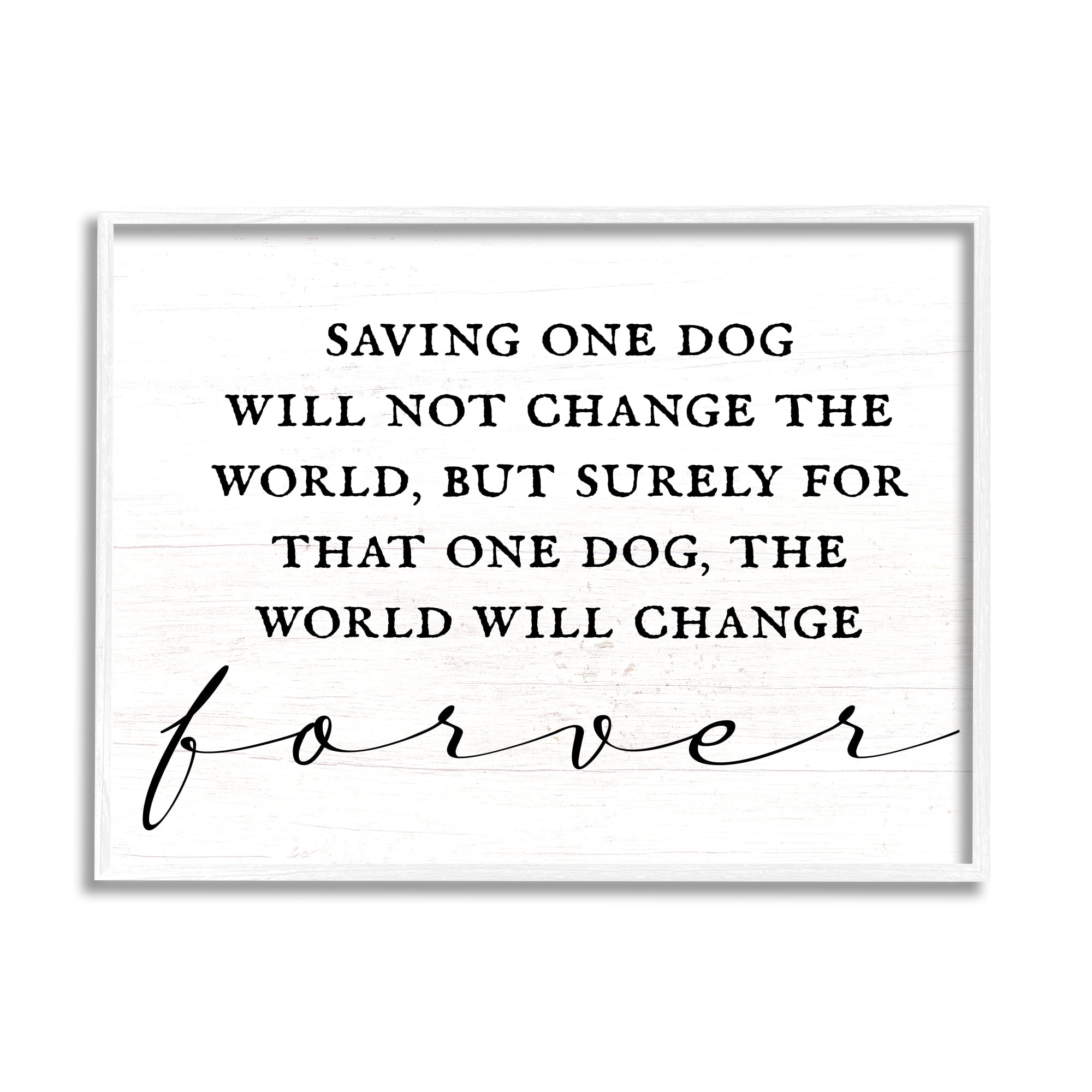 Stupell Industries Uplifting Rescue Dog Phrase Inspirational Painting White Framed Art Print Wall Art, 14 x 11
