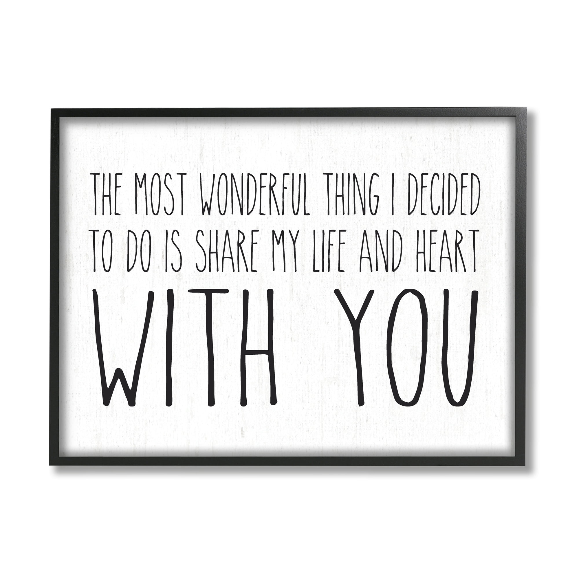 Stupell Industries Uplifting Romance Quote Loving Phrase Birch Pattern Graphic Art Black Framed Art Print Wall Art, Design by Lettered and Lined