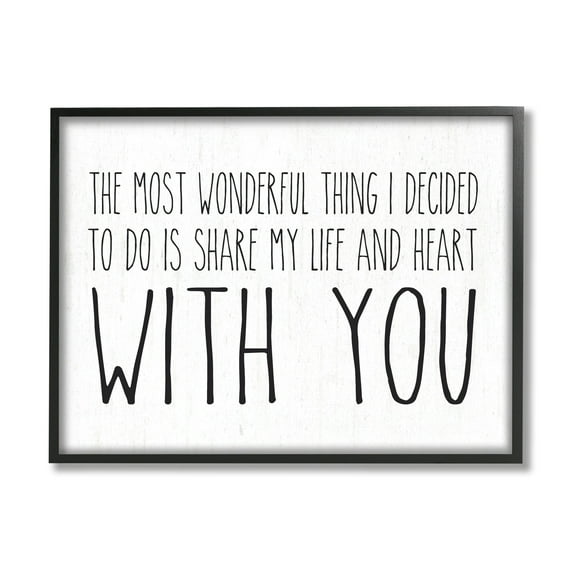 Stupell Industries Uplifting Romance Quote Loving Phrase Birch Pattern Graphic Art Black Framed Art Print Wall Art, Design by Lettered and Lined