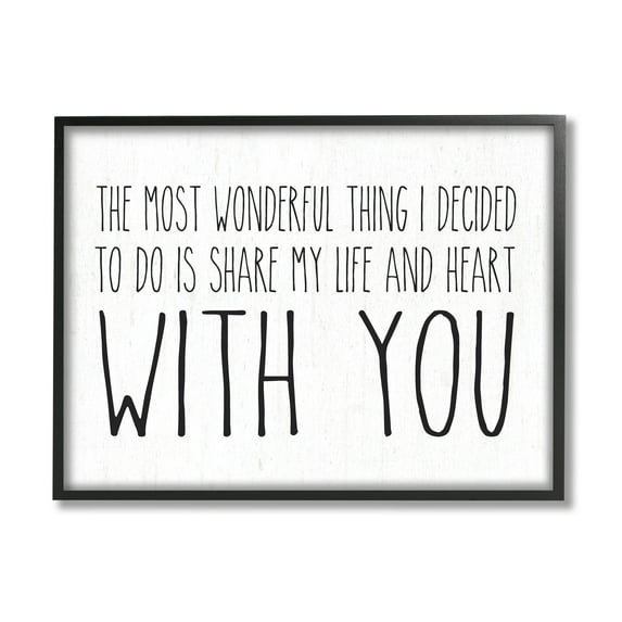 Stupell Industries Uplifting Romance Quote Loving Phrase Birch Pattern Graphic Art Black Framed Art Print Wall Art, Design by Lettered and Lined