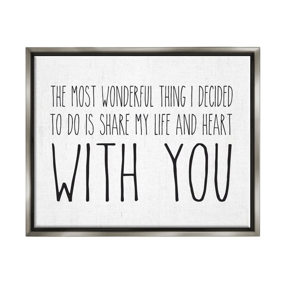 Stupell Industries Uplifting Romance Quote Loving Phrase Birch Pattern Graphic Art Luster Gray Floating Framed Canvas Print Wall Art, Design by Lettered and Lined
