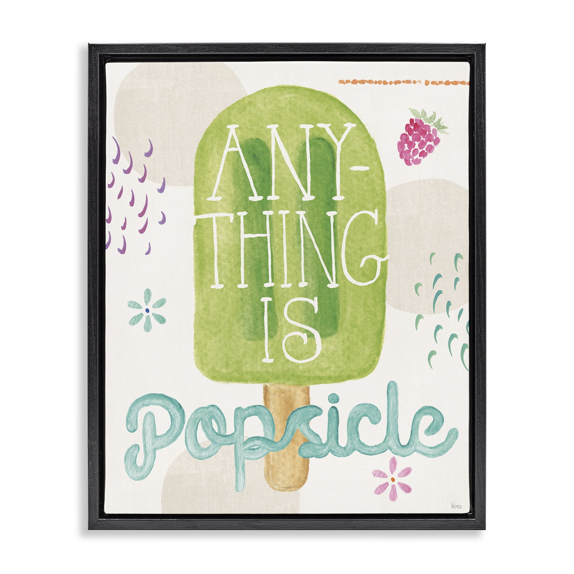 Stupell Industries Uplifting Summer Phrase Food & Beverage Painting Black Floater Framed Art Print Wall Art, 17 x 21