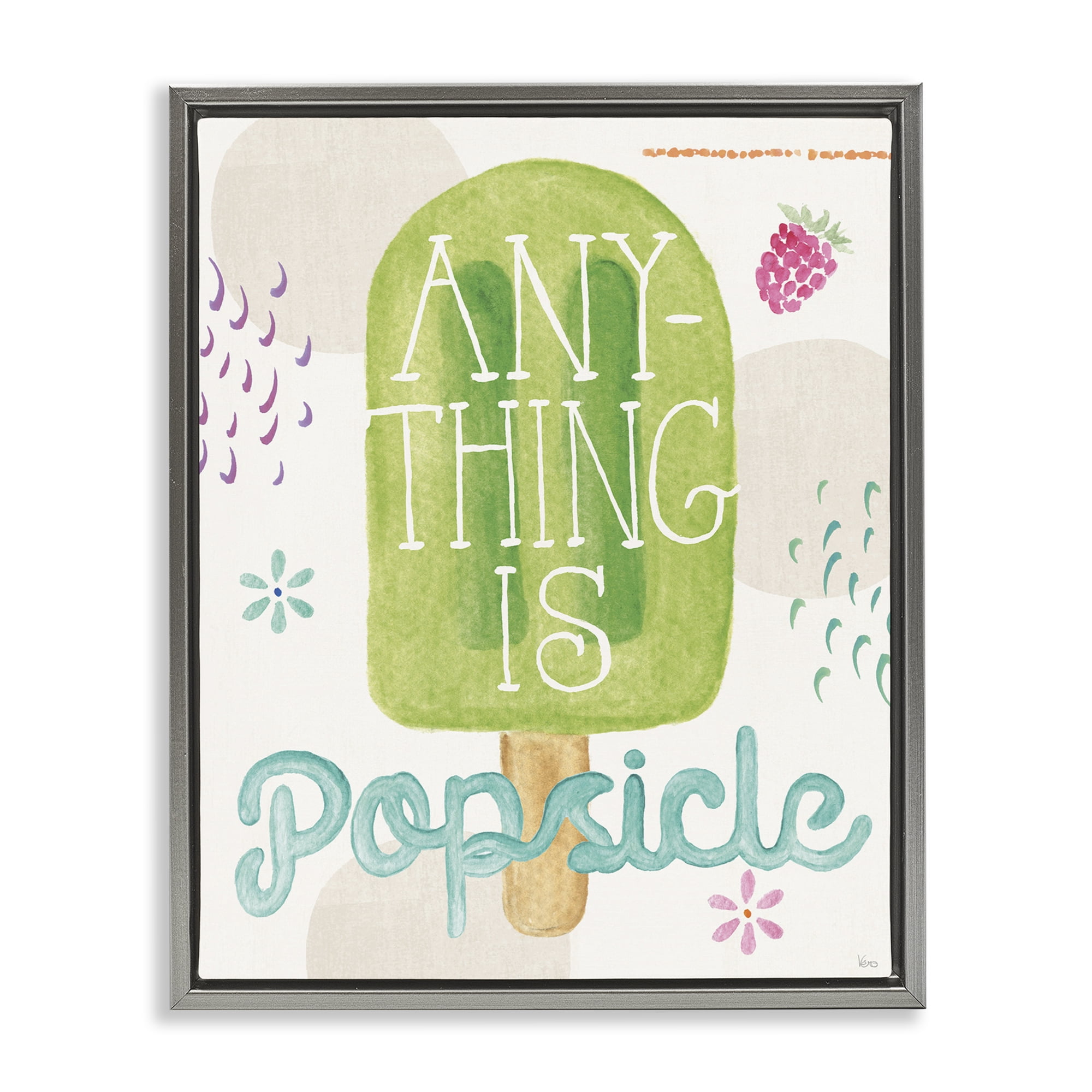 Stupell Industries Uplifting Summer Phrase Food & Beverage Painting Gray Floater Framed Art Print Wall Art, 25 x 31