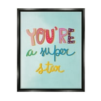 Stupell Industries Uplifting Super Star Phrase Inspirational Painting Black Floater Framed Art Print Wall Art, 17 x 21