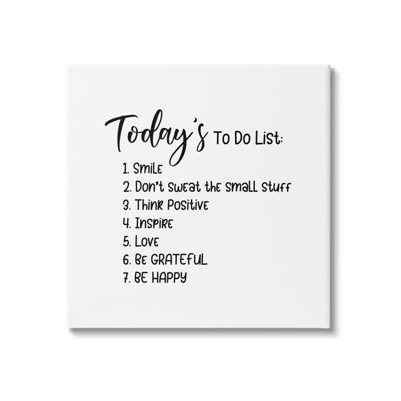 Stupell Industries Uplifting To Do List Life Happiness Casual Typography Graphic Art Gallery Wrapped Canvas Print Wall Art, Design by Yvonne Coleman Burney