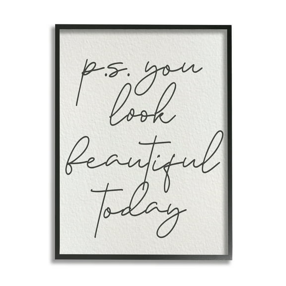 Stupell Industries Uplifting You Look Beautiful Inspirational Painting Black Framed Art Print Wall Art, 11 x 14