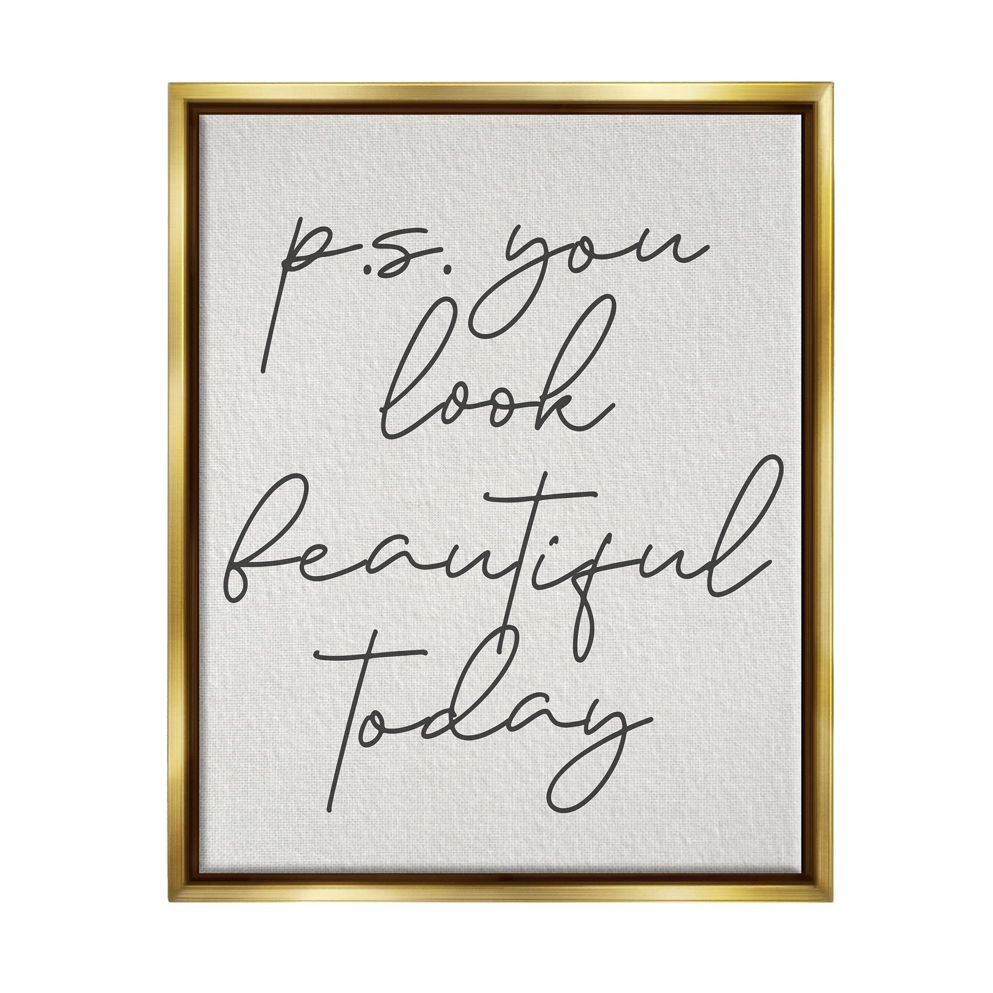 Stupell Industries Uplifting You Look Beautiful Inspirational Painting Gold Floater Framed Art Print Wall Art, 17 x 21
