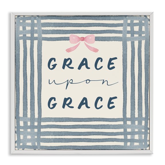 Stupell Industries Upon Grace with Pink Bow White Framed Giclee Art design by Blue Chair Blessing, 12 x 12