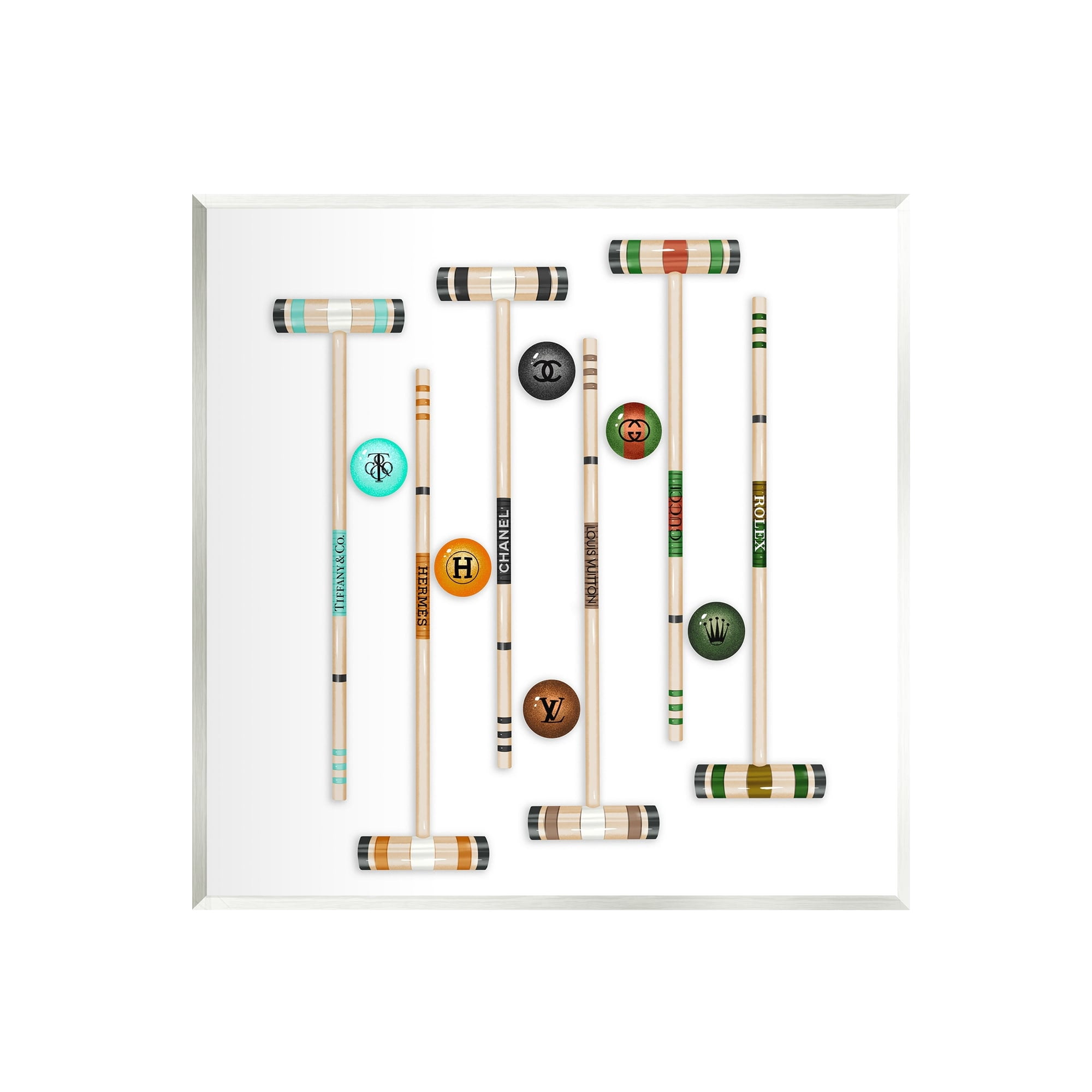 Stupell Industries Upscale Fashion Brand Croquet Sport Glam Emblem Graphic Art Unframed Art Print Wall Art, Design by Ziwei Li