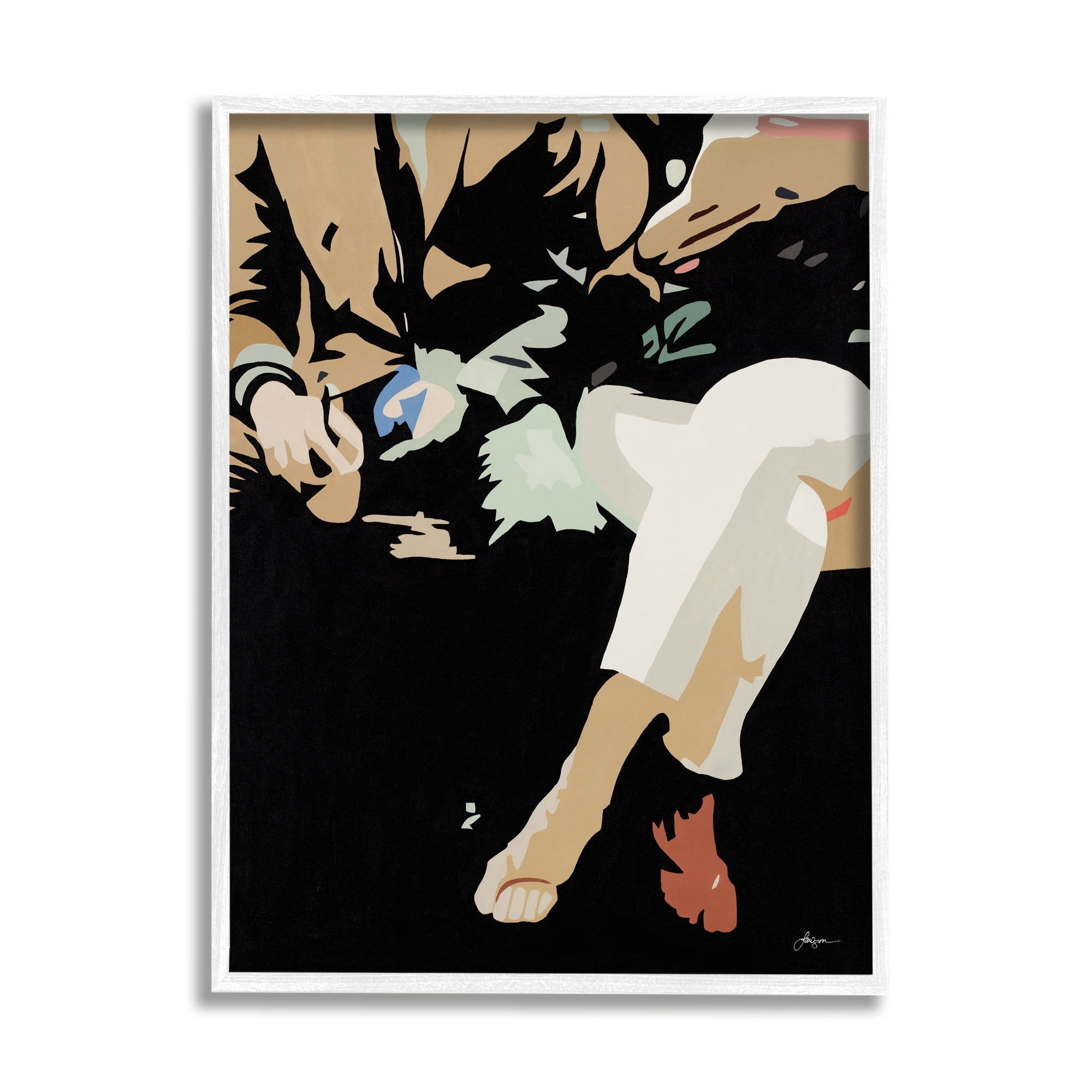 Stupell Industries Upscale Fashion Couple Sitting Stark Pop Style Graphic Art White Framed Art Print Wall Art, Design by Beth Ann Lawson