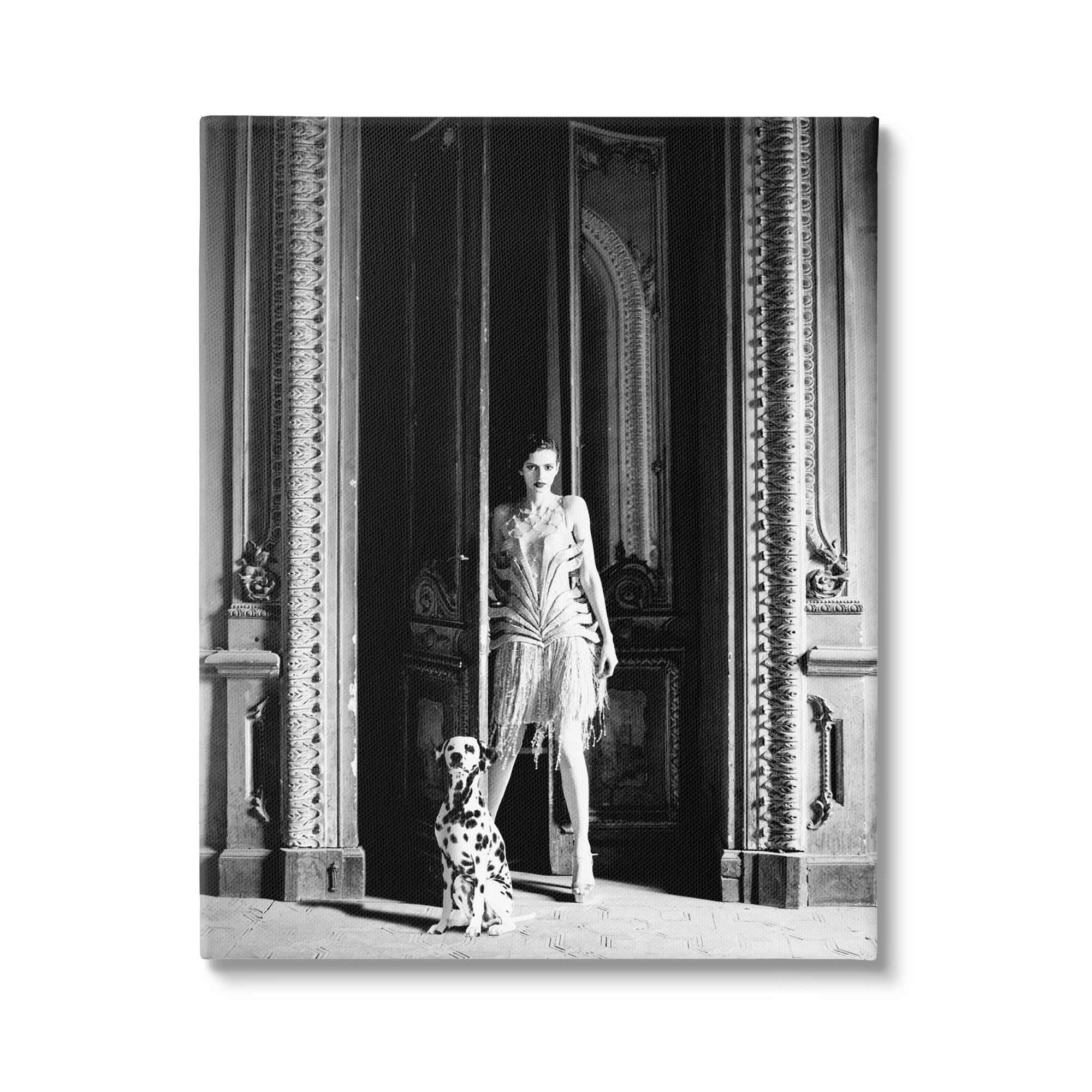 Stupell Industries Upscale Fashion Woman Dalmatian Dog Ornate Building Photograph Gallery Wrapped Canvas Print Wall Art, Design by Leah Straatsma