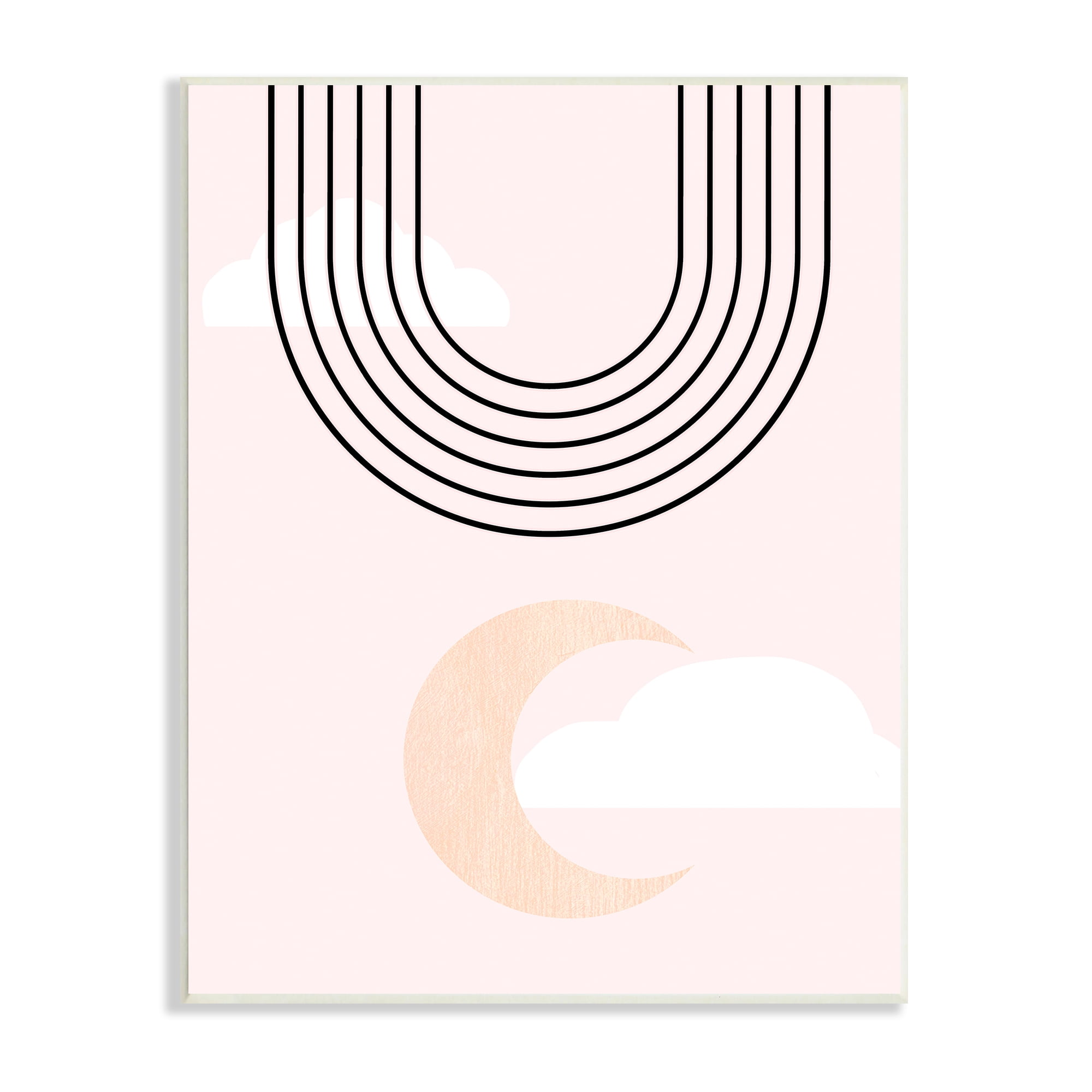 Stupell Industries Upside Down Rainbow Arches Crescent Moon Pink Sky Abstract Painting Unframed Art Print Wall Art, 13 x 19