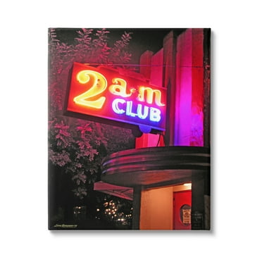 Stupell Industries Urban 2am Club Sign Travel & Places Photography Gallery Wrapped Canvas Art Print Wall Art, 16 x 20