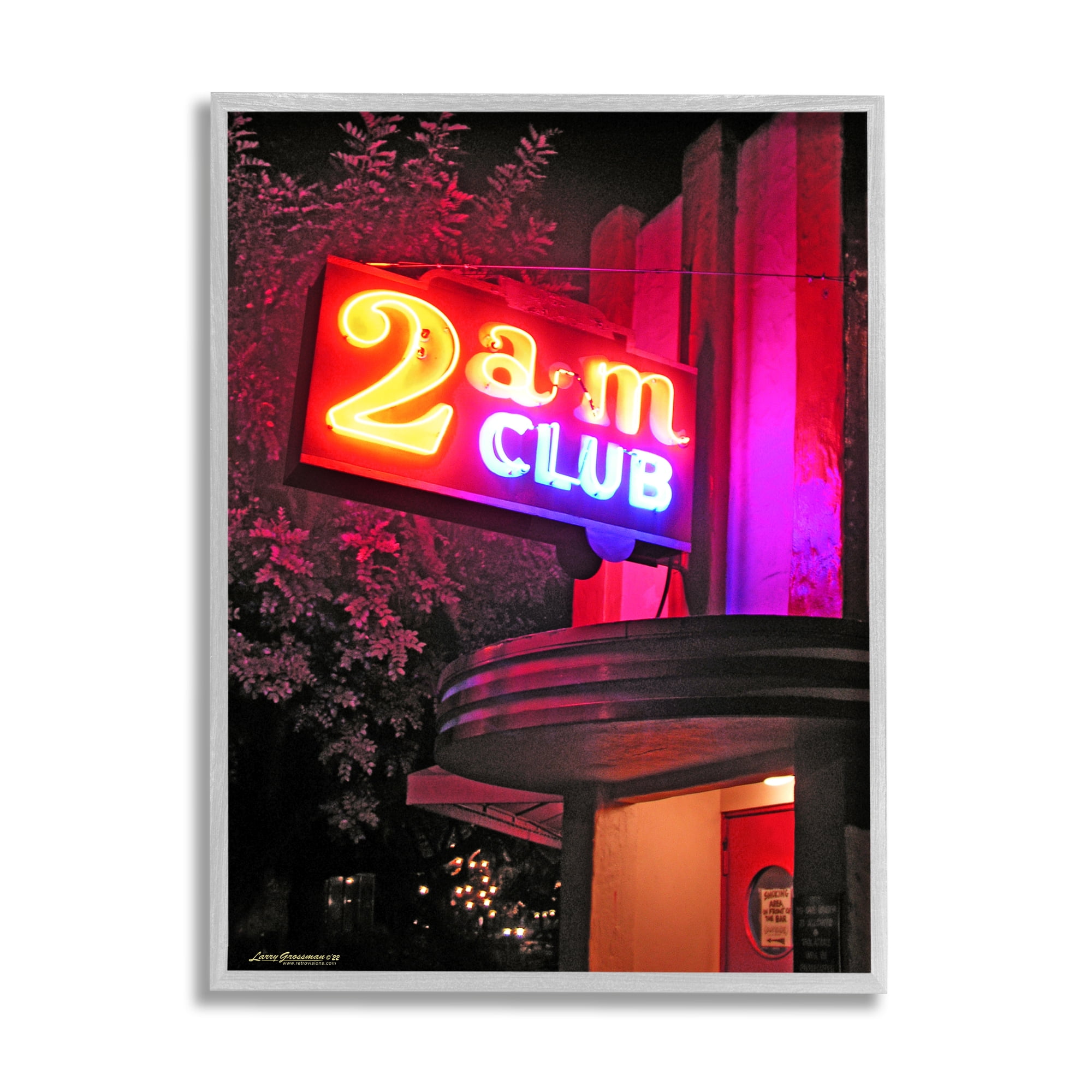 Stupell Industries Urban 2am Club Sign Travel & Places Photography Gray Framed Art Print Wall Art, 16 x 20