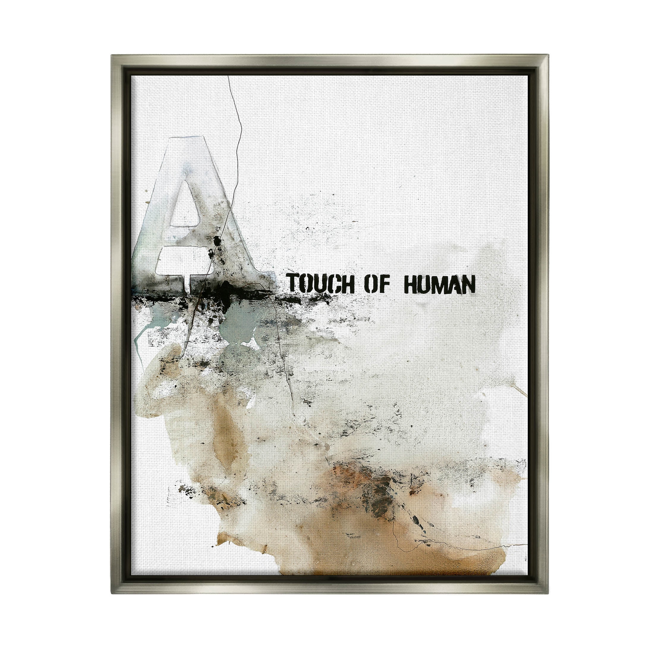 Stupell Industries Urban Abstract Style Typography Collage Graphic Art Luster Gray Floating Framed Canvas Print Wall Art, Design by Design Fabrikken