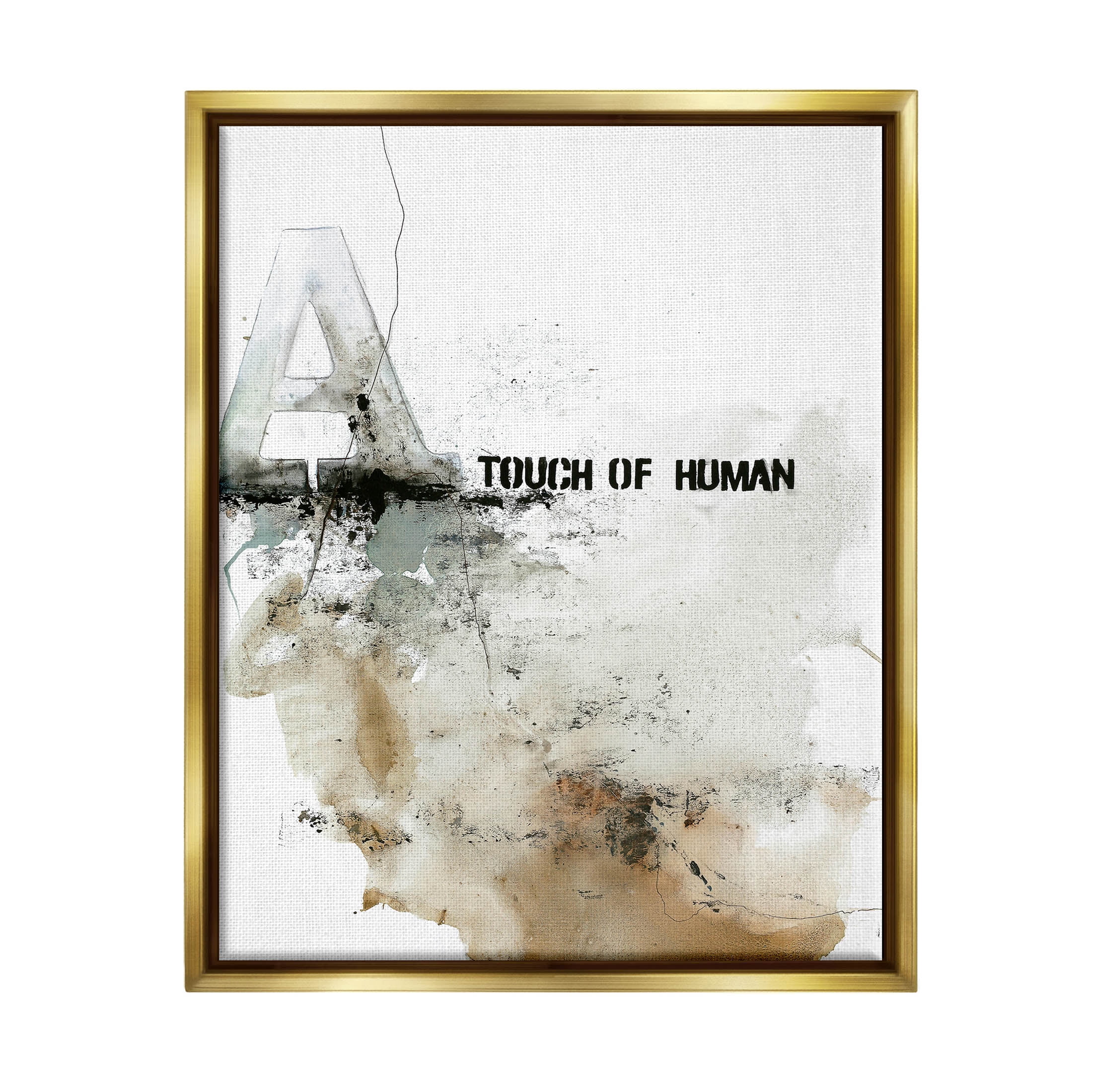 Stupell Industries Urban Abstract Style Typography Collage Graphic Art Metallic Gold Floating Framed Canvas Print Wall Art, Design by Design Fabrikken