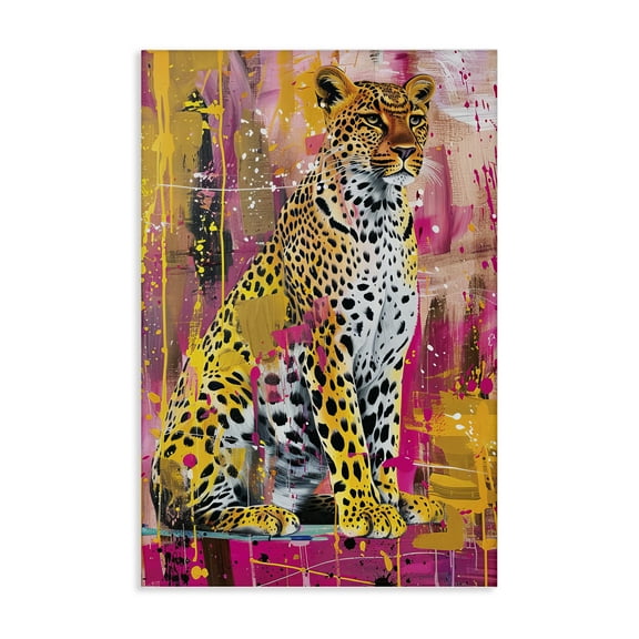 Stupell Industries Urban Abstraction Cheetah Abstract Painting Wrapped Canvas Canvas Art Print Wall Art, 16 x 24