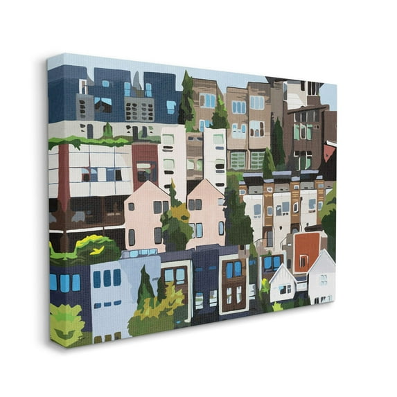 Stupell Industries Urban Apartments Cityscape Colorful Abstract Trees,24 x 30,Designed by Beth Ann Lawson