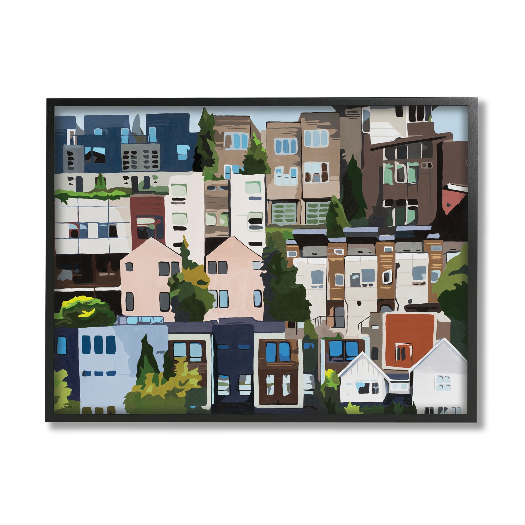 Stupell Industries Urban Apartments Cityscape Colorful Abstract Trees,24 x 30,Designed by Beth Ann Lawson