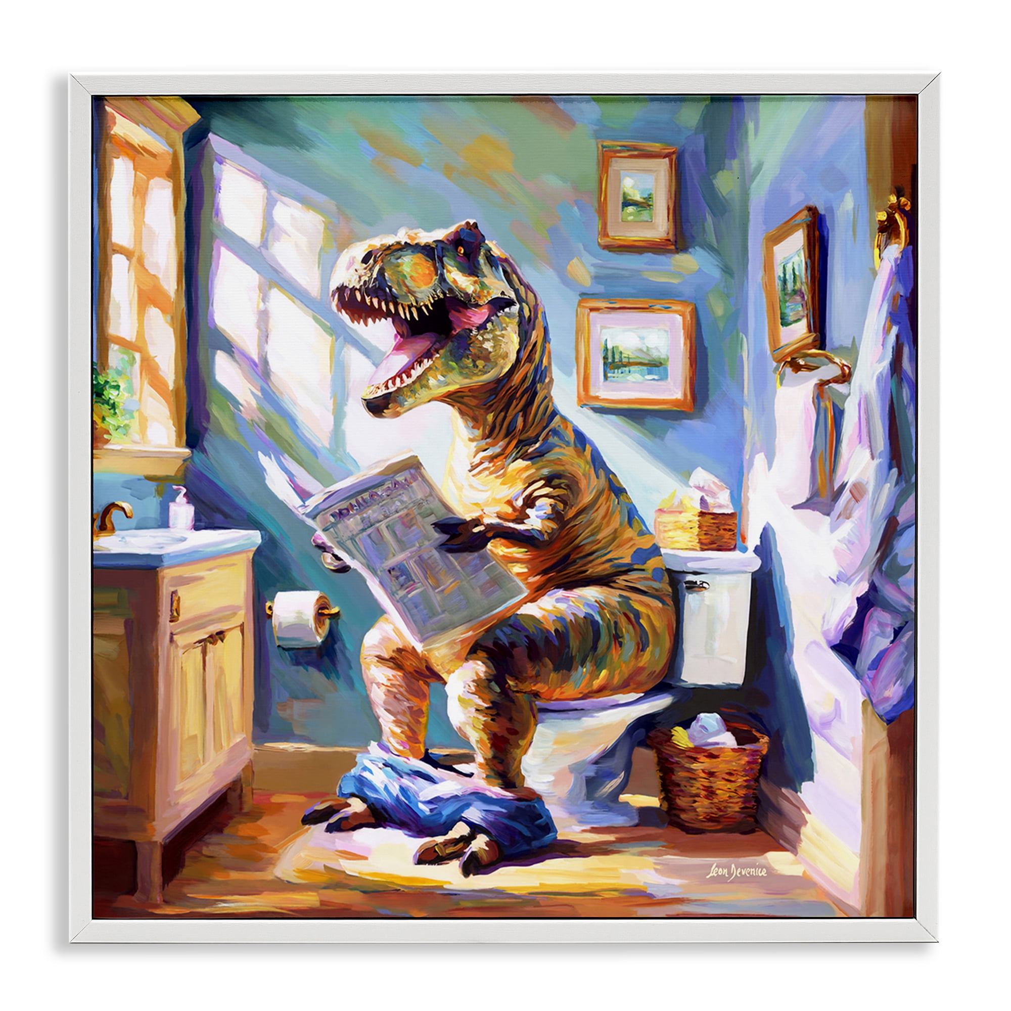 Stupell Industries Urban Bathing Bear Typography Painting White Framed Art Print Wall Art, 17 x 17