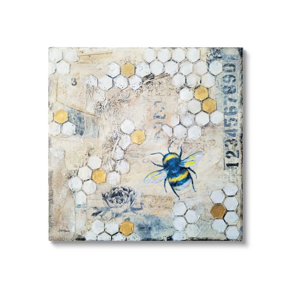 Stupell Industries Urban Beehive Pattern Bug Collage Graphic Art Gallery Wrapped Canvas Print Wall Art, Design by Britt Hallowell