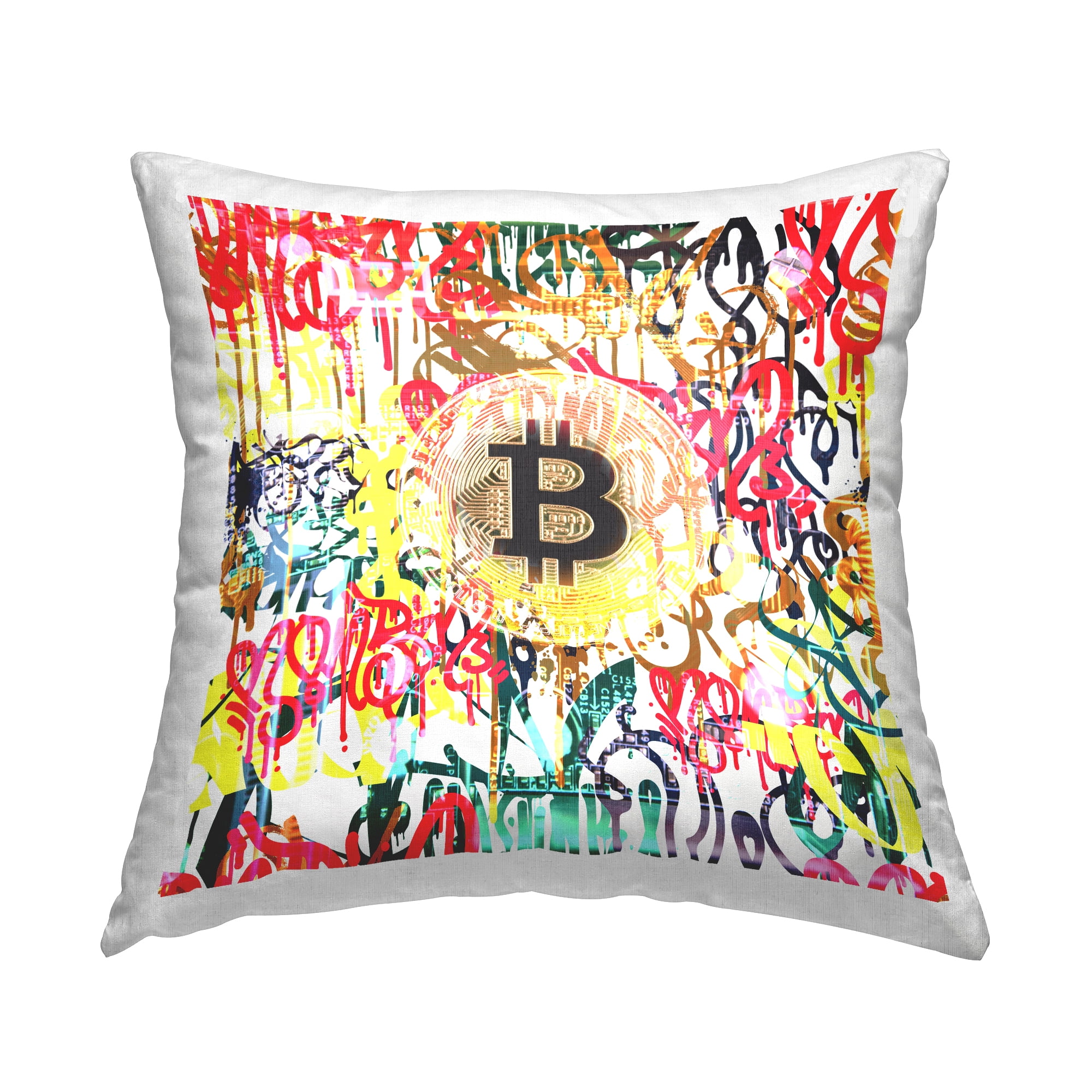 Stupell Industries Urban Bitcoin Graffiti Printed Throw Pillow Design by Irena Orlov