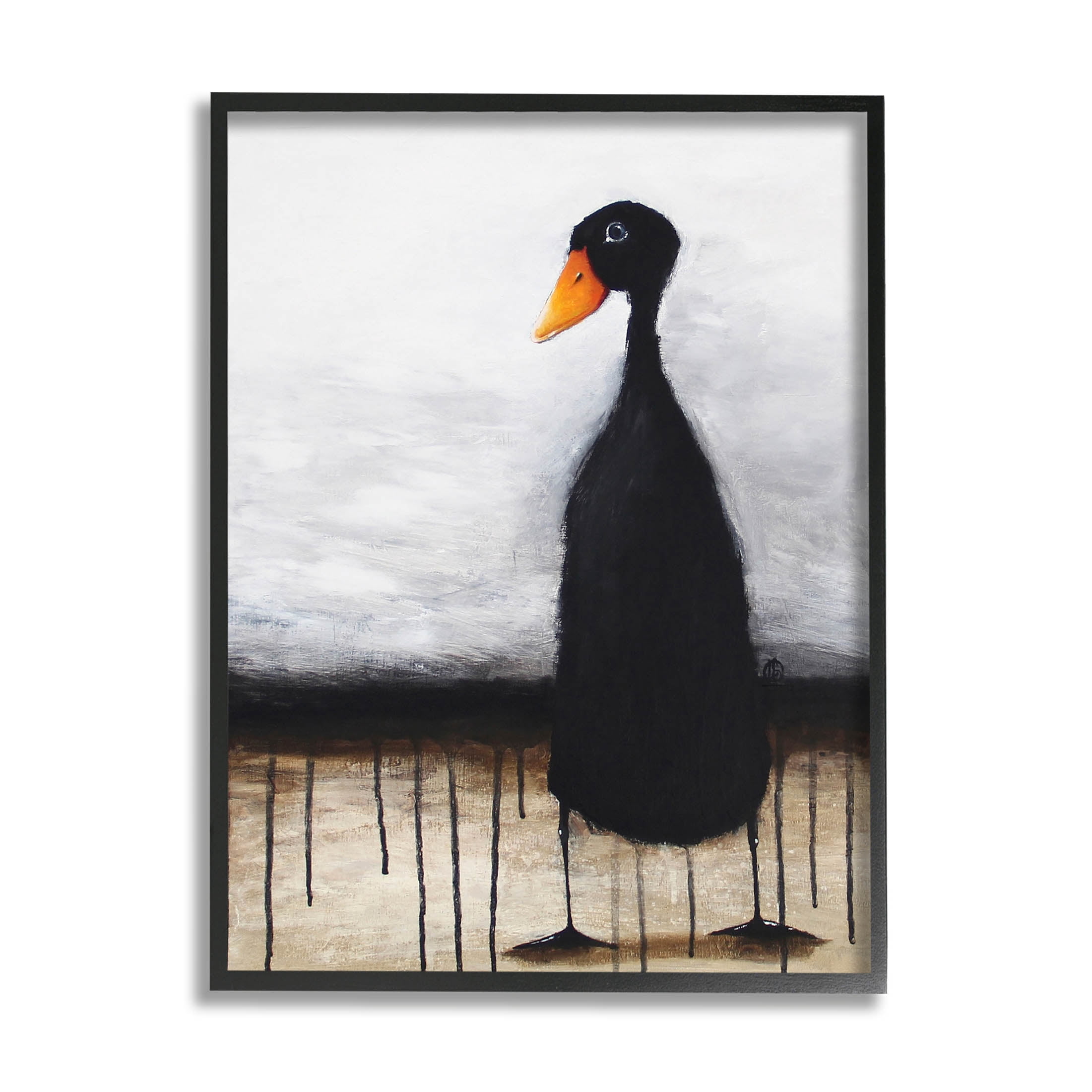 Stupell Industries Urban Black Duck Drip Painting Black Framed Art Print Wall Art, Design by Lucia Stewart