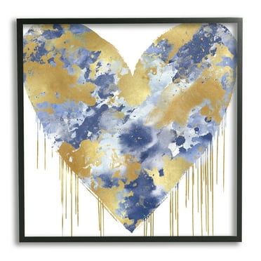Stupell Industries Urban Blue Graffiti Heart Abstract Painting Black Framed Art Print Wall Art, 12 x 12