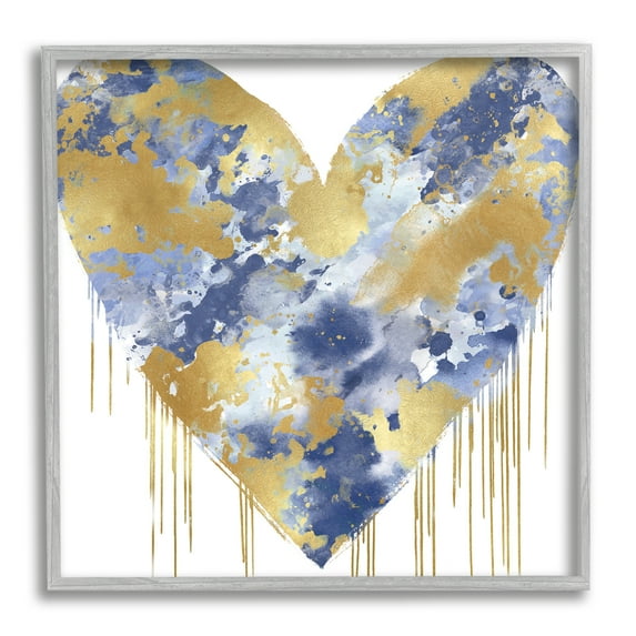 Stupell Industries Urban Blue Graffiti Heart Abstract Painting Gray Framed Art Print Wall Art, 12 x 12