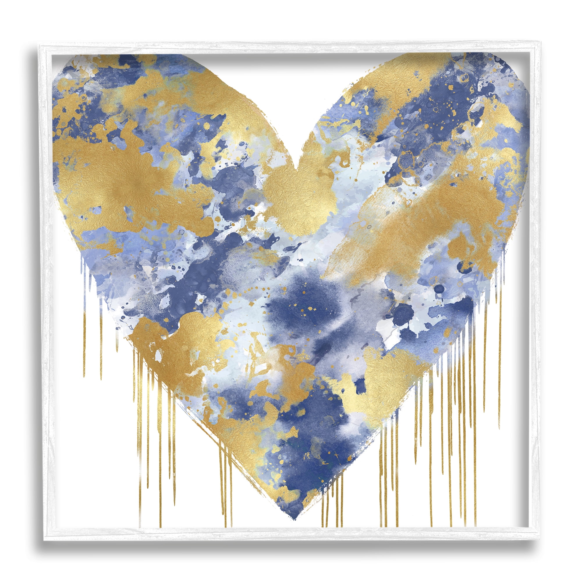 Stupell Industries Urban Blue Graffiti Heart Abstract Painting White Framed Art Print Wall Art, 17 x 17