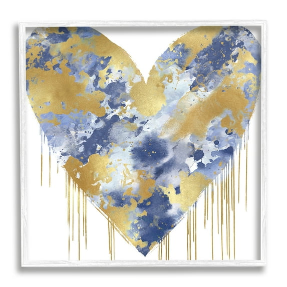 Stupell Industries Urban Blue Graffiti Heart Abstract Painting White Framed Art Print Wall Art, 17 x 17