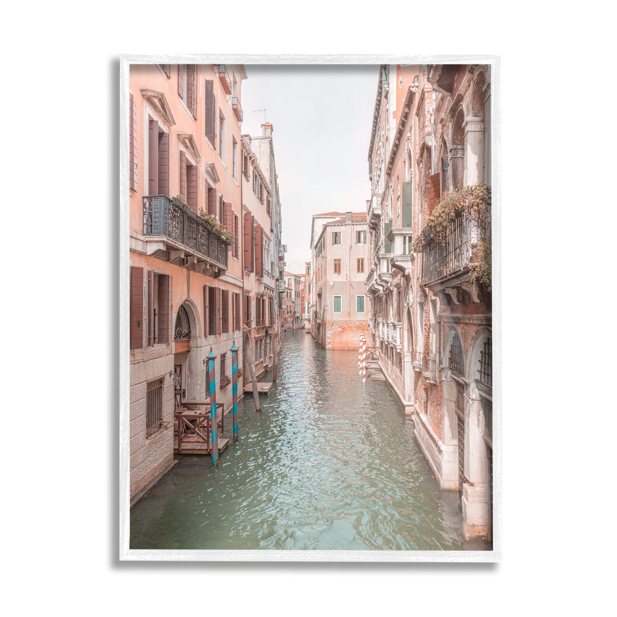 Stupell Industries Urban Canal Town Buildings Town & City Photography White Framed Art Print Wall Art
