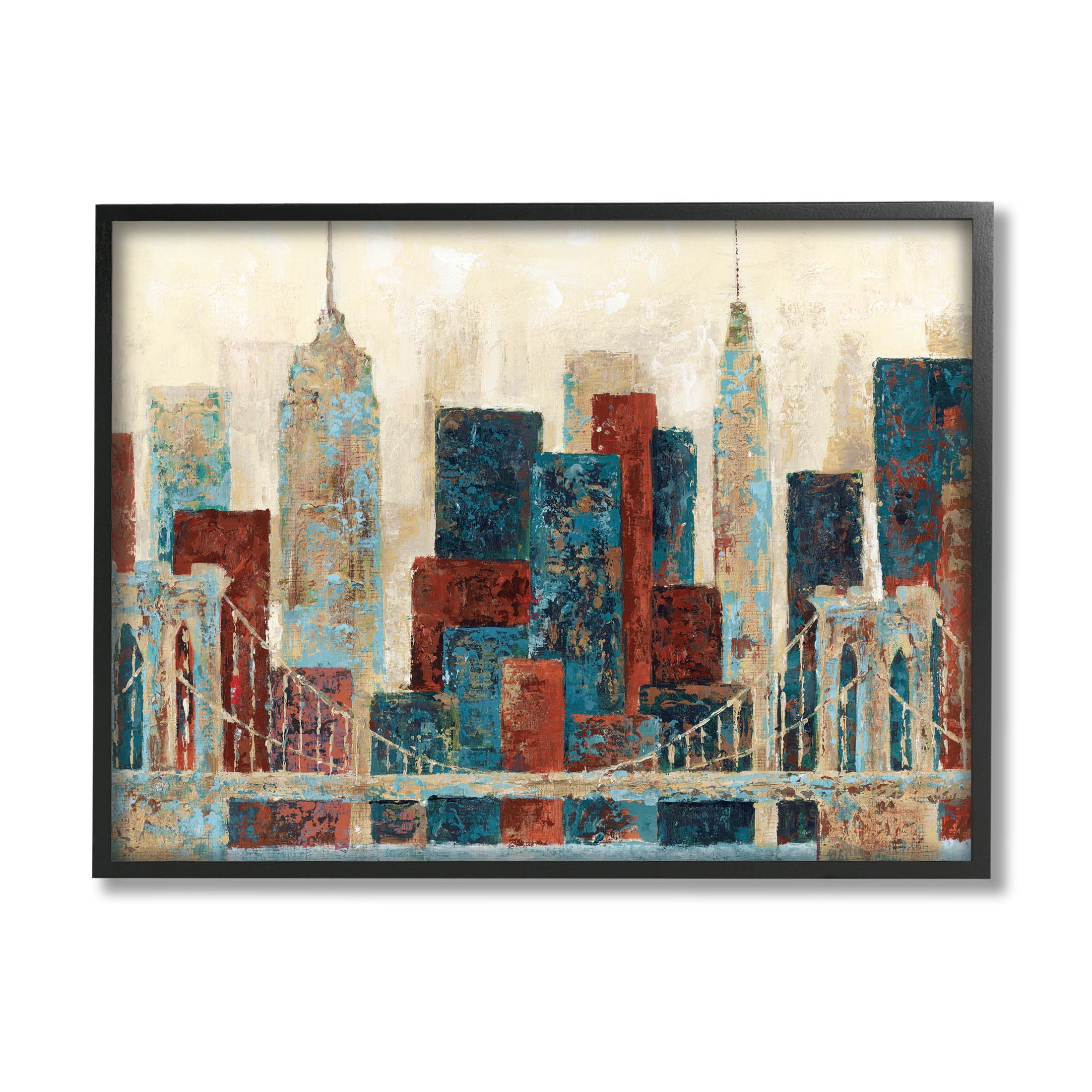 Stupell Industries Urban City Bridge Architecture Painting Black Framed Art Print Wall Art, Design by Cloverfield & Co.