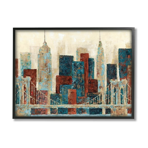 Stupell Industries Urban City Bridge Architecture Painting Black Framed Art Print Wall Art, Design by Cloverfield & Co.