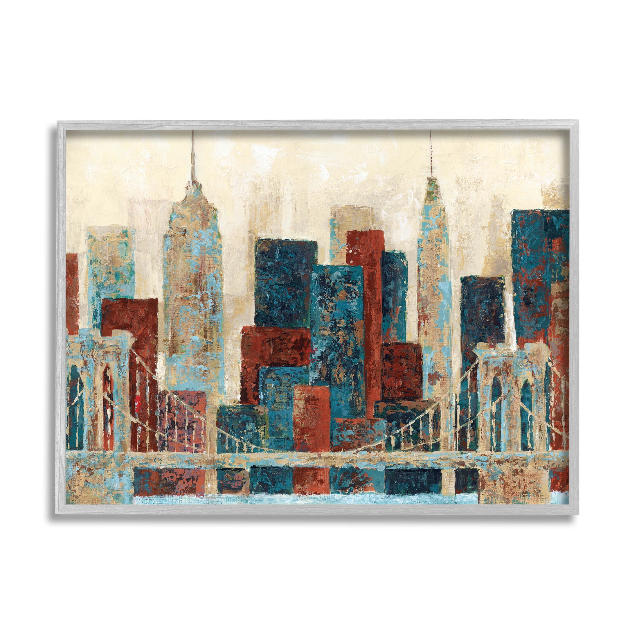 Stupell Industries Urban City Bridge Architecture Painting Gray Framed Art Print Wall Art, Design by Cloverfield & Co.