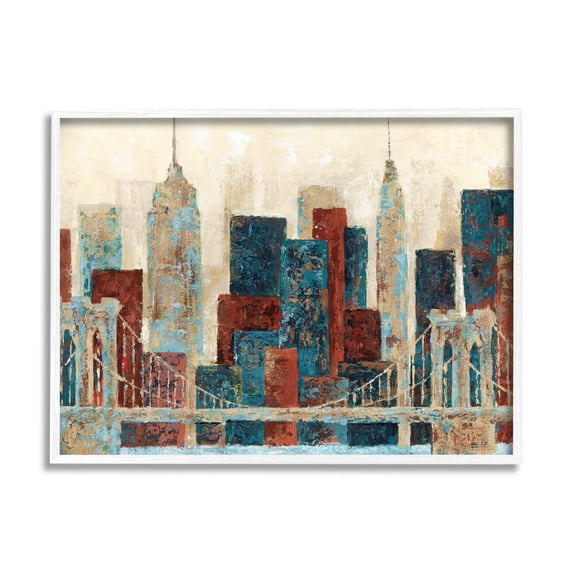 Stupell Industries Urban City Bridge Architecture Painting White Framed Art Print Wall Art, Design by Cloverfield & Co.
