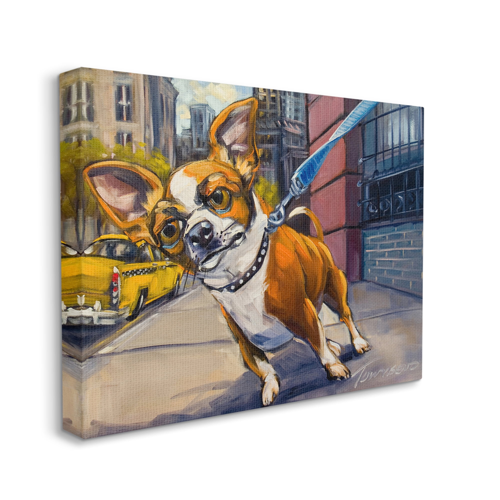 Stupell Industries Urban City Dog Walk Family Pet Painting Canvas Wall Art by CR Townsend