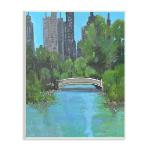 Stupell Industries Urban City Park Town Bridge Over Lake Painting Unframed Art Print Wall Art, Design by Allayn Stevens