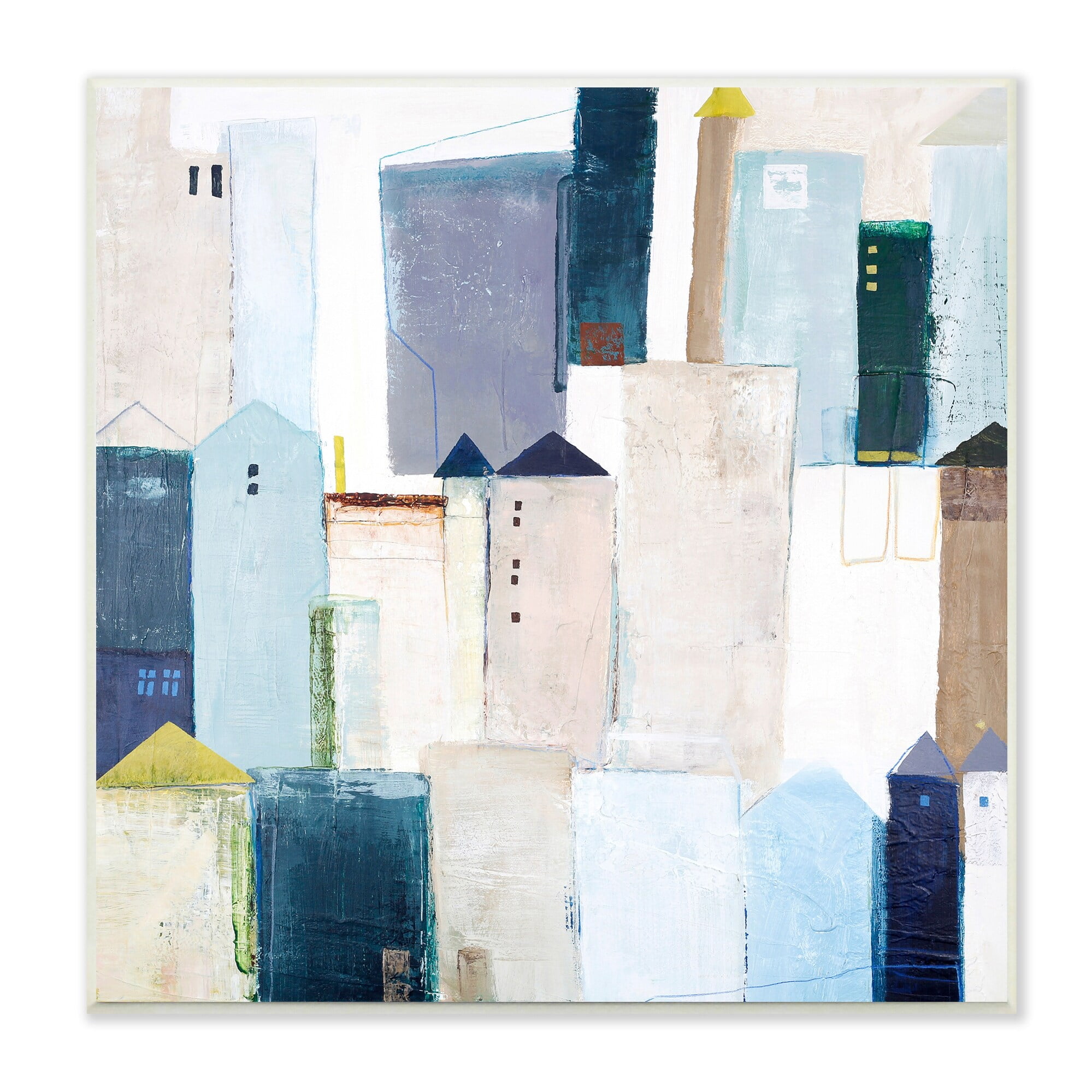 Stupell Industries Urban City Street Abstract Landscape Painting Blue Beige, 12 x 12, Design by Design Fabrikken