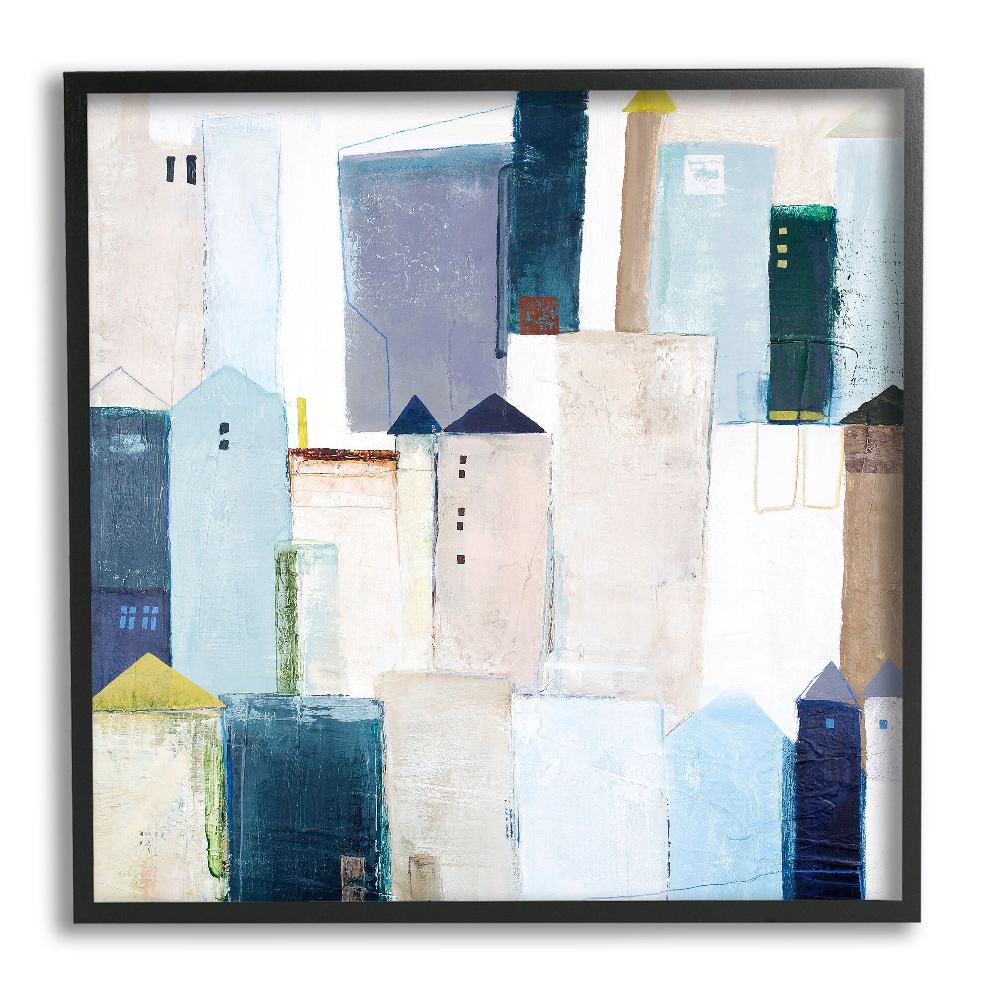 Stupell Industries Urban City Street Abstract Landscape Painting Blue Beige, 24 x 24, Design by Design Fabrikken
